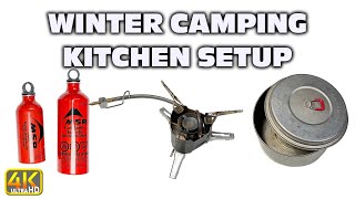 Snow Camping Stove And Kitchen Setup (4k UHD) #camping