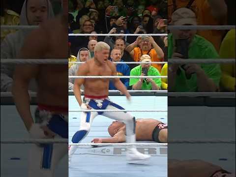 The Rock thought he had The People’s Elbow but he ATE a Cody Cutter outta nowhere! 👏👏👏 #WrestleMania