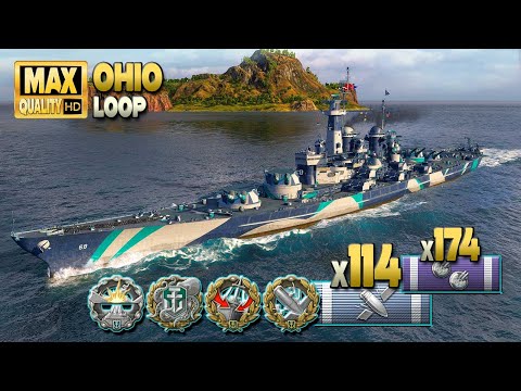 Battleship Ohio, MVP on  map Loop - World of Warships