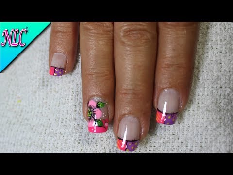 DECORACIÓN DE UÑAS FRANCÉS Y FLORES♥ – FRENCH NAIL ART – FLOWERS NAIL ART – NLC