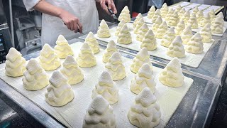 Is this Cake or Art? Next Level Christmas Tree Mousse Cake Making - Korean Bakery