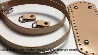  Kožená sada na výrobu kabelky ( dno, popruh, poutka ) - přírodní barva