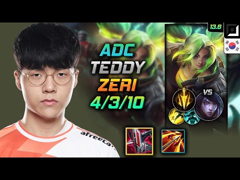 Teddy Adc Zeri Build Immortal Shieldbow Lethal Tempo - Zeri Adc vs Aphelios - LOL KR 13.6
