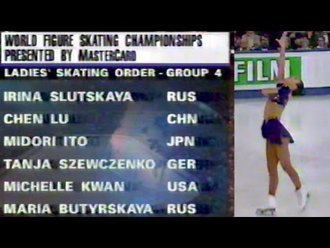 1996 Worlds Women's FS Final Group (U.S. ABC) with Dick Button and Peggy Fleming
