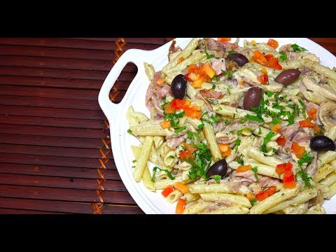 Delicious Creamy Chicken Ham Pasta - Chicken Cream Sauce Pasta - Easy Cream Sauce Chicken Pasta