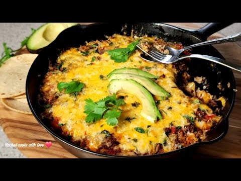 Cheesy Beef and Rice Skillet // One Pan Dish Step by Step ❤️