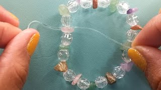 How to tie a knot with elastic beading thread/crystal tec 0.8 || DIY 2023
