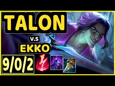 TALON vs EKKO - 9/0/2 KDA MID CHALLENGER GAMEPLAY - KR