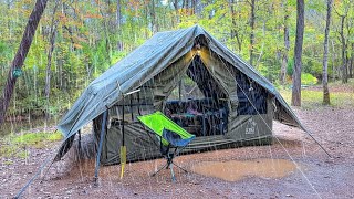 LUXURY Camping In HEAVY RAIN - Inflatable Cabin Tent