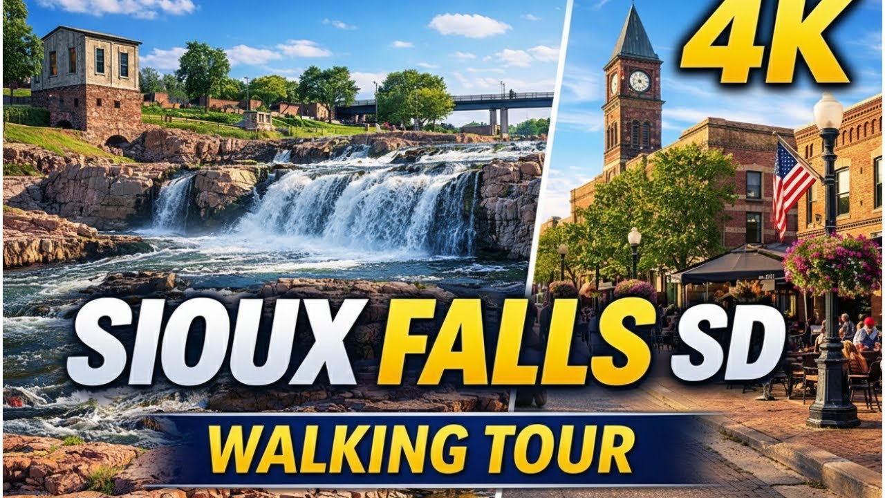 Immersive street-level walking tour through Sioux Falls, SD, United States, showcasing authentic urban landscapes, local architecture, and the vibrant atmosphere of the city's neighborhoods