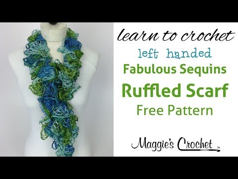 30 Minute Easy Ruffled Scarf with Mary Maxim Fabulous Sequins Yarn - Left Handed