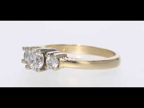 Classic 3 Stone Diamond Engagement Ring in 14K Yellow Gold