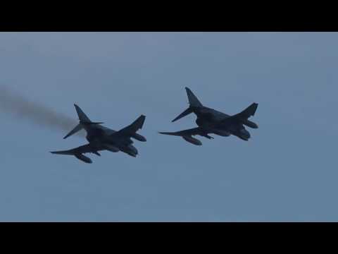 2 x F-4 Phantom from the 338 Squadron make a flyby at Flisvos Marina