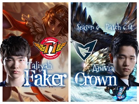 SKT T1 Faker vs SSG Crown - TALIYAH VS ANIVIA Mid - Patch 6.14 KR Ranked | League of Legends
