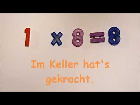 Das 8er-Reihe Lied; 1x8 =8; Achter-Einmaleins gesungen mit komischen Reimen