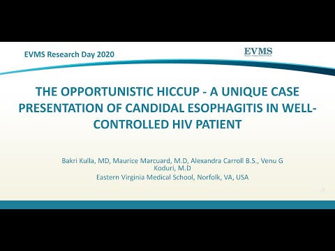 Thumbnail image of video presentation for The Opportunistic Hiccup -?A Unique Case Presentation of Candidal Esophagitis in Well-Controlled HIV Patient