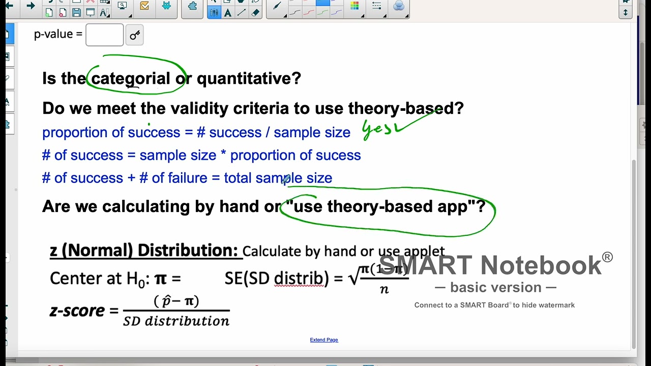 Theory based applet for 1 proportion