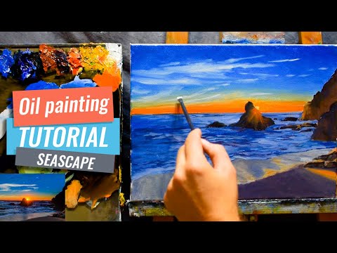 Simple and Easy SEASCAPE Sunset Painting | Oil Painting Demo