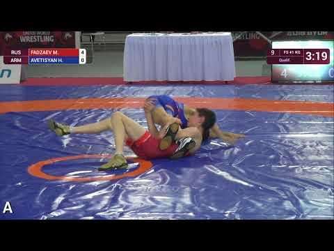 Qual. FS - 41 kg: M. FADZAEV (RUS) v. H. AVETISYAN (ARM)