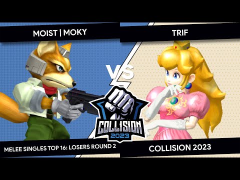 Collision 2023 - Moist moky (Fox) VS Trif (Peach) - Melee Singles Top 16 - Losers Round 2