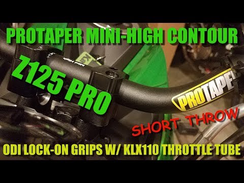 Kawasaki Z125 PRO ProTaper Mini High Handlebar w/ ODI KLX110 Throttle Cam