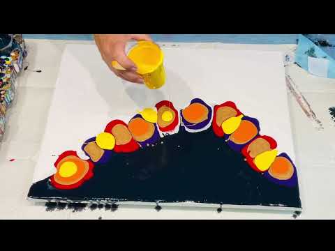 Fluid art Carnival 🎡 Progressive Colour puddle pour over Negative space 🤩STUNNING effects