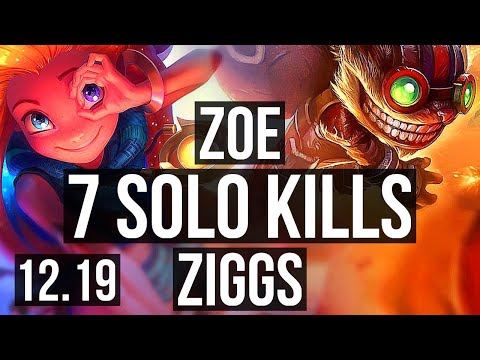 ZOE vs ZIGGS (MID) | 7 solo kills, 14/2/6, Legendary, 800K mastery | EUW Diamond | 12.19