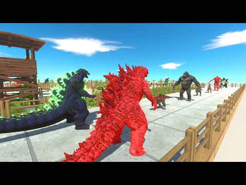GODZILLA FIER AND SUPER GODZILLA DEATH RUN - Animal Revolt Battle Simulator