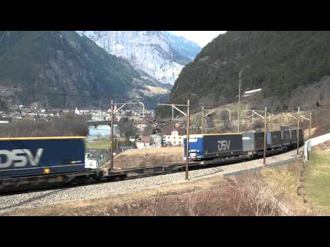 Bahnverkehr von Erstfeld bis Wassen am 3.3.12 - "Re 486 am Gotthard"