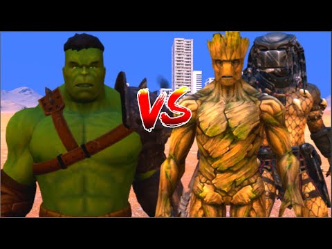 100 Hulk vs 1000 Groot and 1000 Predator (Marvel vs Marvel)