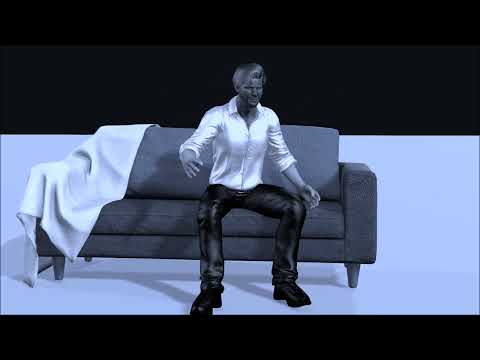 Сидящий мужчина с нервными эмоциями  3Д Анимация