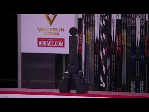 Devils stack pucks in shape of Eiffel Tower