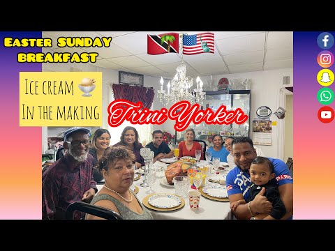 MAKING COCONUT ICE CREAM AND HAVING BREAKFAST WITH THE FAMILY FOR EASTER.