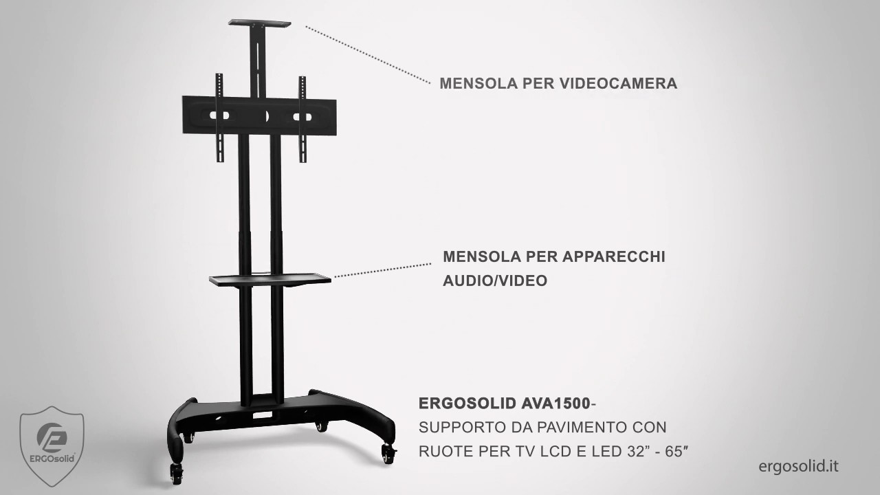 AVA1500- Supporto da pavimento con ruote per TV da 32″ a 65″