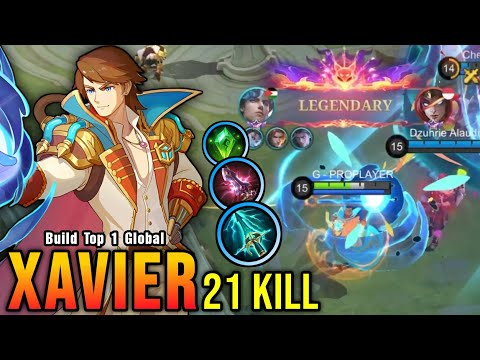 21 Kills!! Xavier Beyond the Clouds Deadly Midlane!! - Build Top 1 Global Xavier ~ MLBB
