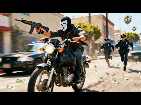 Bank Robbers on Bikes vs Police – High-Speed Chase! #hollywoodmovies