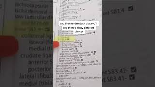 How to find the ICD-10-CM code for a knee sprain