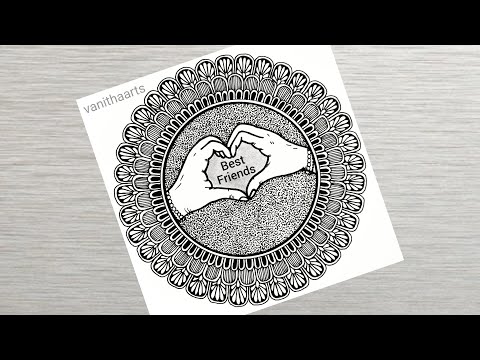 Friendship day special drawing Best Friends How to draw Mandala for Beginners stepbystep