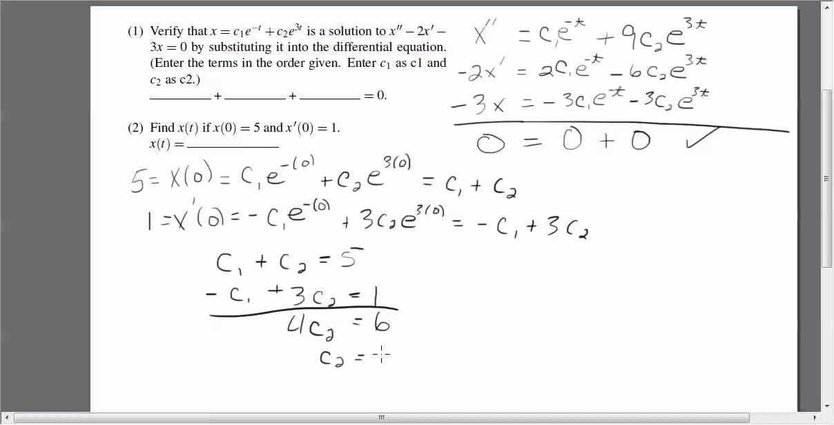 Solve a 2nd Order IVP with Known Solution