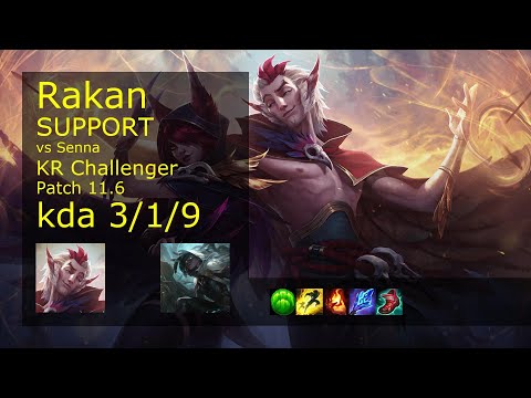 Rakan Support & Xayah vs Senna & Kai'Sa - KR Challenger 3/1/9 Patch 11.6 Gameplay // [롤] 라칸 vs 세나 서폿