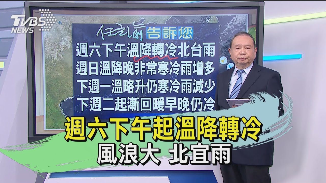 週六下午起溫降轉冷 風浪大北宜雨