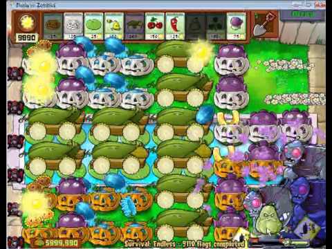 Plants vs Zombies Survival Endless 9000 plus flags - by Hardinero