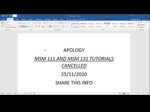 MSM 131 AND MSM 111 TUTORIALS CANCELLED UNTILL FURTHER NOTICE.