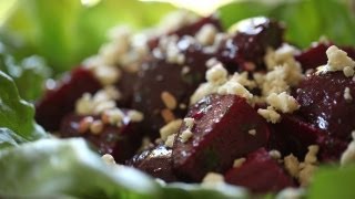 Roasted Beet Salad Recipe: Gorgonzola, Pinenuts & Mint (North African Feast Menu Part 2) || KIN EATS