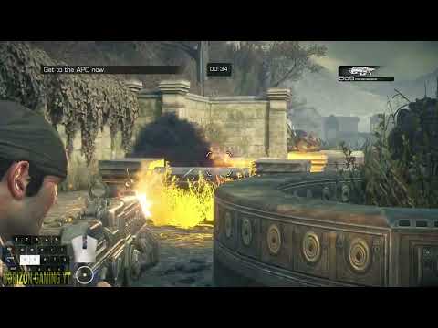 Escape using the APC in the backyard, Get to the APC Now in Act 4 Entranched - Gears of War Reloaded