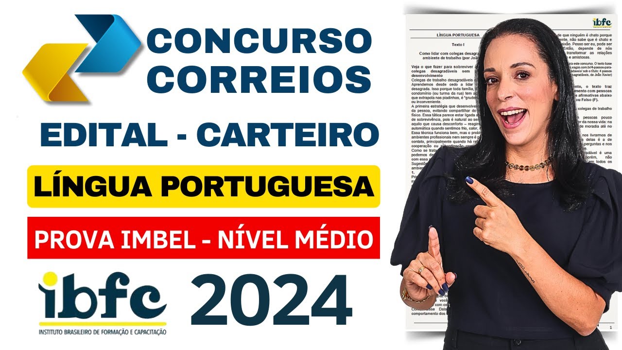 #4 RESOLVENDO PROVAS DA IBFC - IMBEL 2024 | PORTUGUÊS | CONCURSO DOS CORREIOS | EDITAL CARTEIRO
