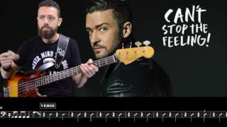Video thumbnail of "Justin Timberlake - Can't stop the feeling - Bass Cover  and Score"