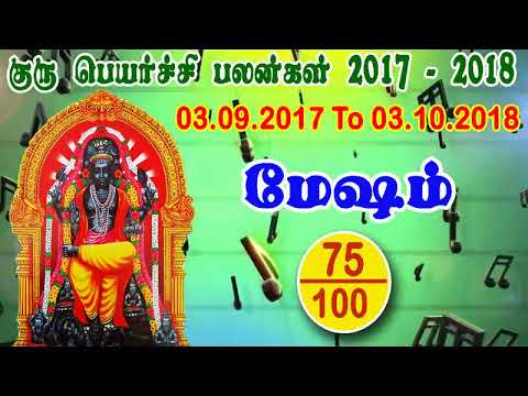 ARIES -  மேஷம் - குரு பெயர்ச்சி பலன்கள் 03.09.2017 முதல் 03.10.2018 வரை