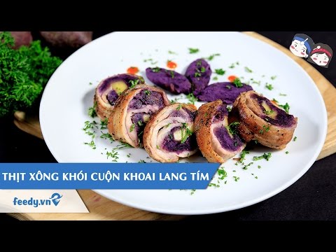 Hướng dẫn cách làm Thịt xông khói cuộn khoai lang tím với #Feedy | Feedy VN