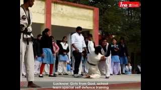 preview picture of video 'Lucknow: Girls from Govt. school learn special self defence training'